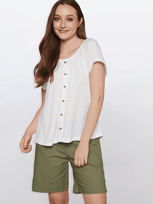 Polera Mujer Chic Botones Crudo Familyshop