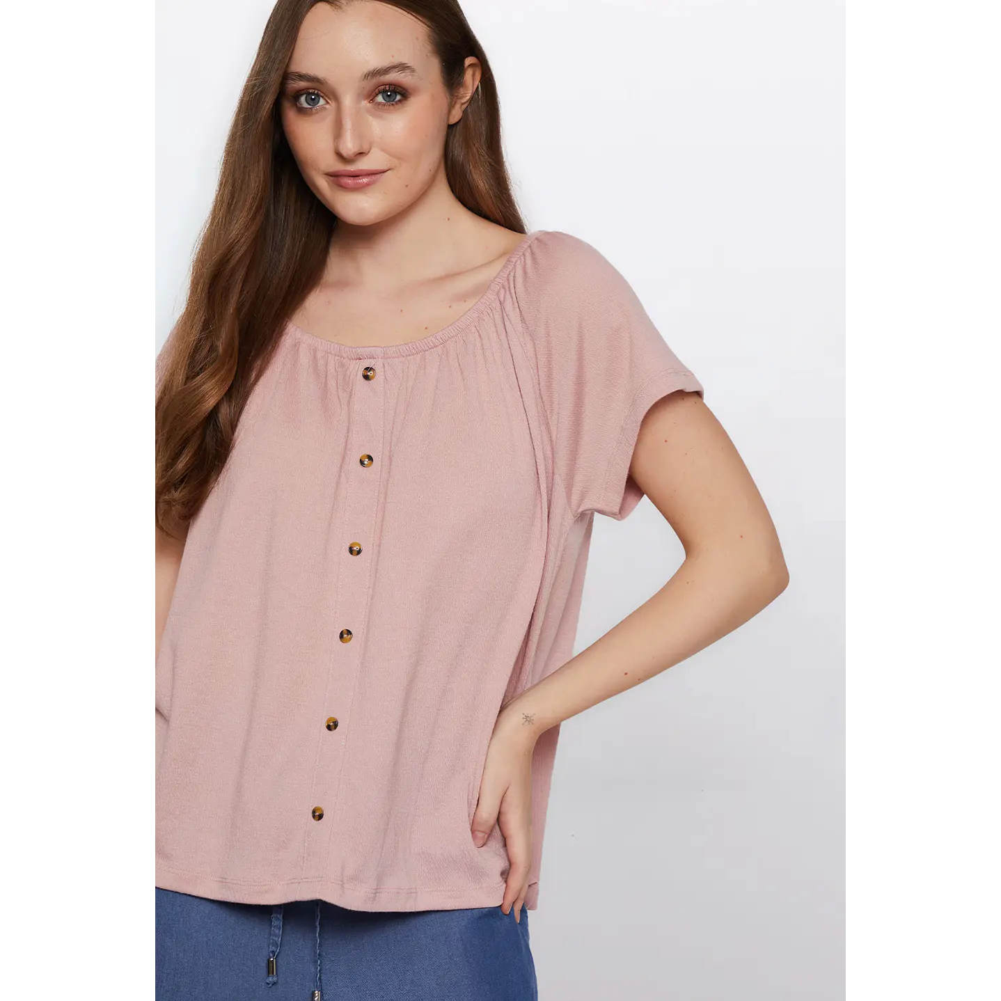 Polera Mujer Chic Botones Rosado Familyshop 3