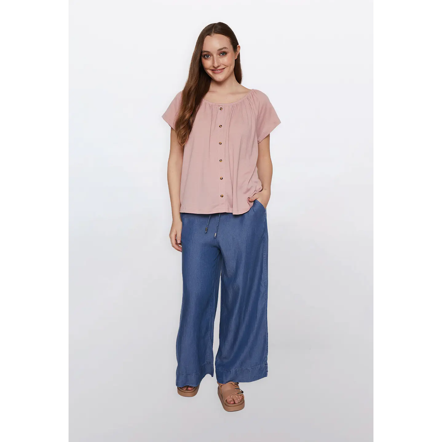 Polera Mujer Chic Botones Rosado Familyshop 2