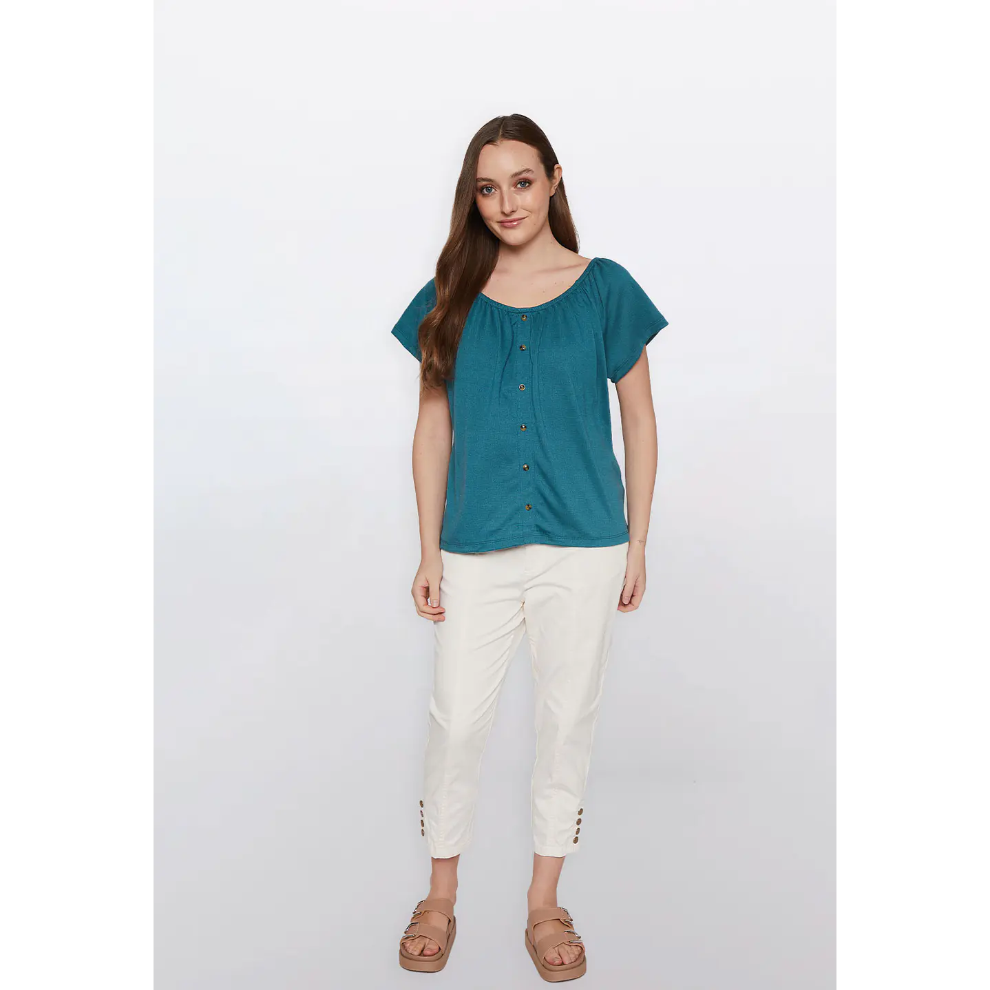 Polera Mujer Chic Botones Verde Familyshop 2