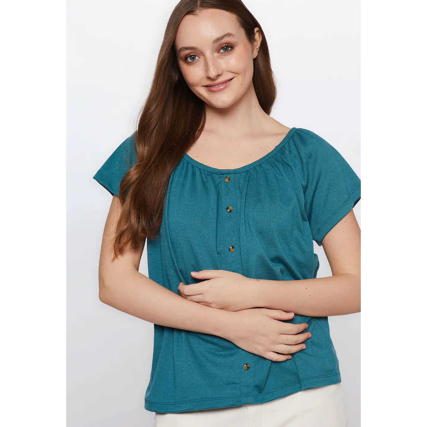Polera Mujer Chic Botones Verde Familyshop 3