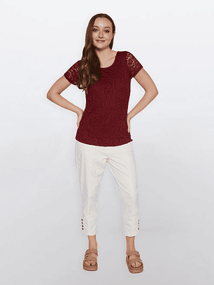 Polera Mujer Encaje Burdeo Familyshop