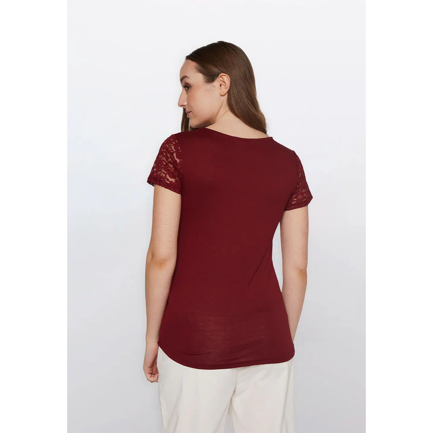 Polera Mujer Encaje Burdeo Familyshop 4
