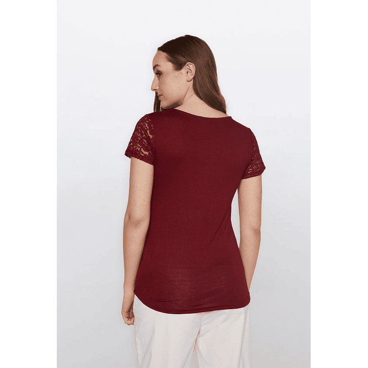 Polera Mujer Encaje Burdeo Familyshop 4