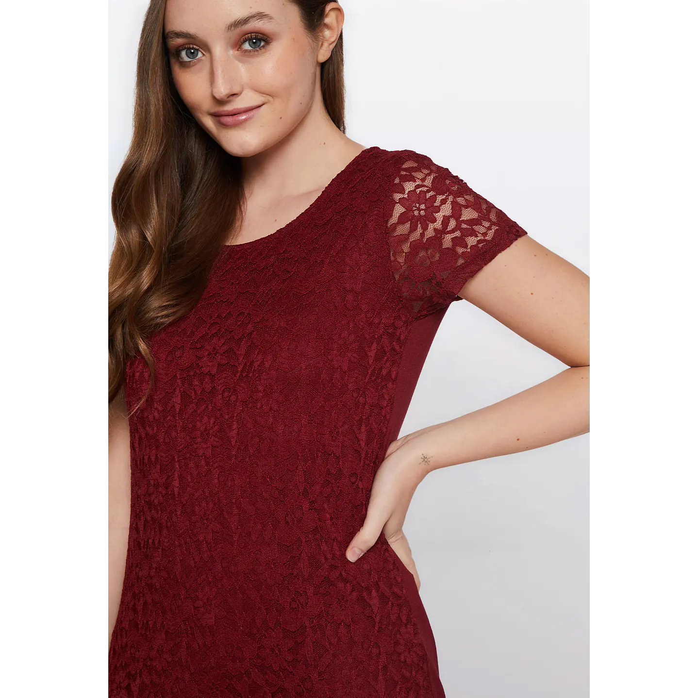 Polera Mujer Encaje Burdeo Familyshop 3