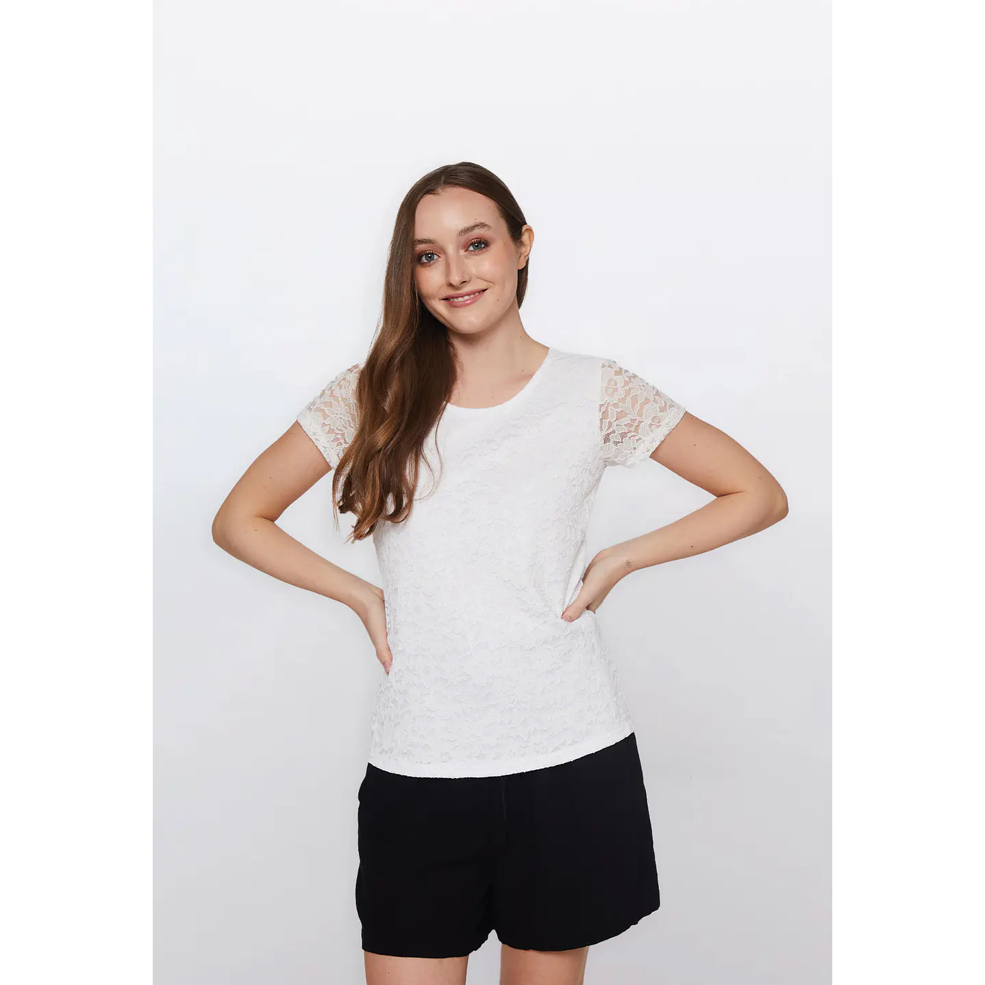 Polera Mujer Encaje Crudo Familyshop 1
