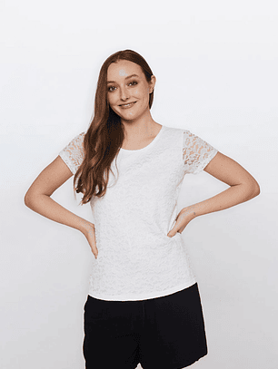 Polera Mujer Encaje Crudo Familyshop