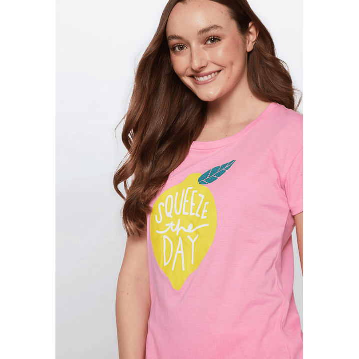 Pijama Corto Limón Mujer Rosado Familyshop 3