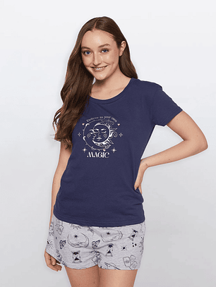 Pijama Corto Estrella Mujer Morado Familyshop