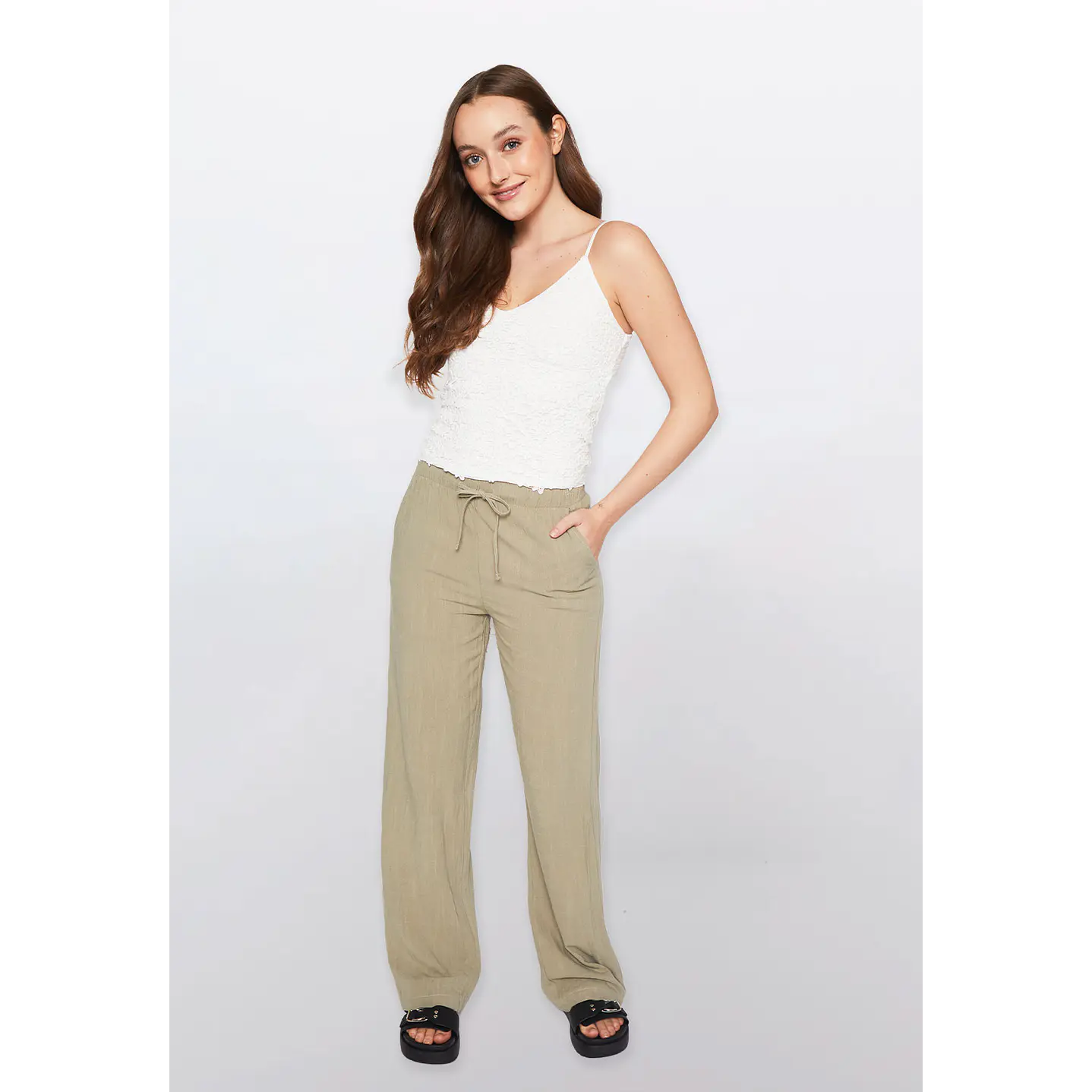 Pantalón Mujer Con Cordón Ajustable  Verde Familyshop 2