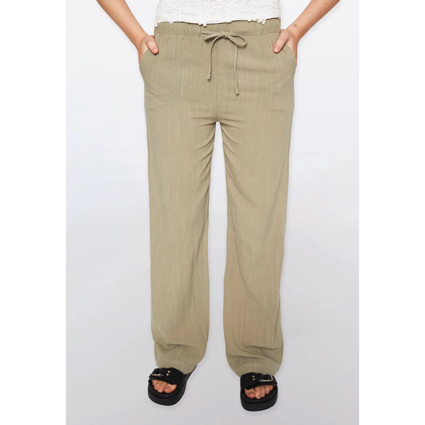 Pantalón Mujer Con Cordón Ajustable  Verde Familyshop 1