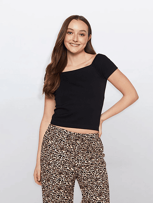 Polera Mujer Escote Negro Familyshop