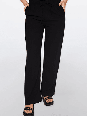 Pantalón Mujer Wide Lino Negro Familyshop