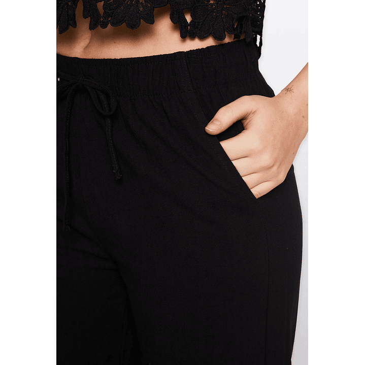 Pantalón Mujer Wide Lino Negro Familyshop 3