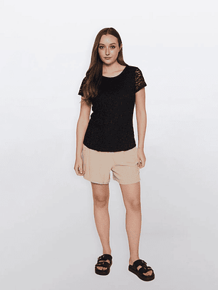 Polera Mujer Encaje Negro Familyshop