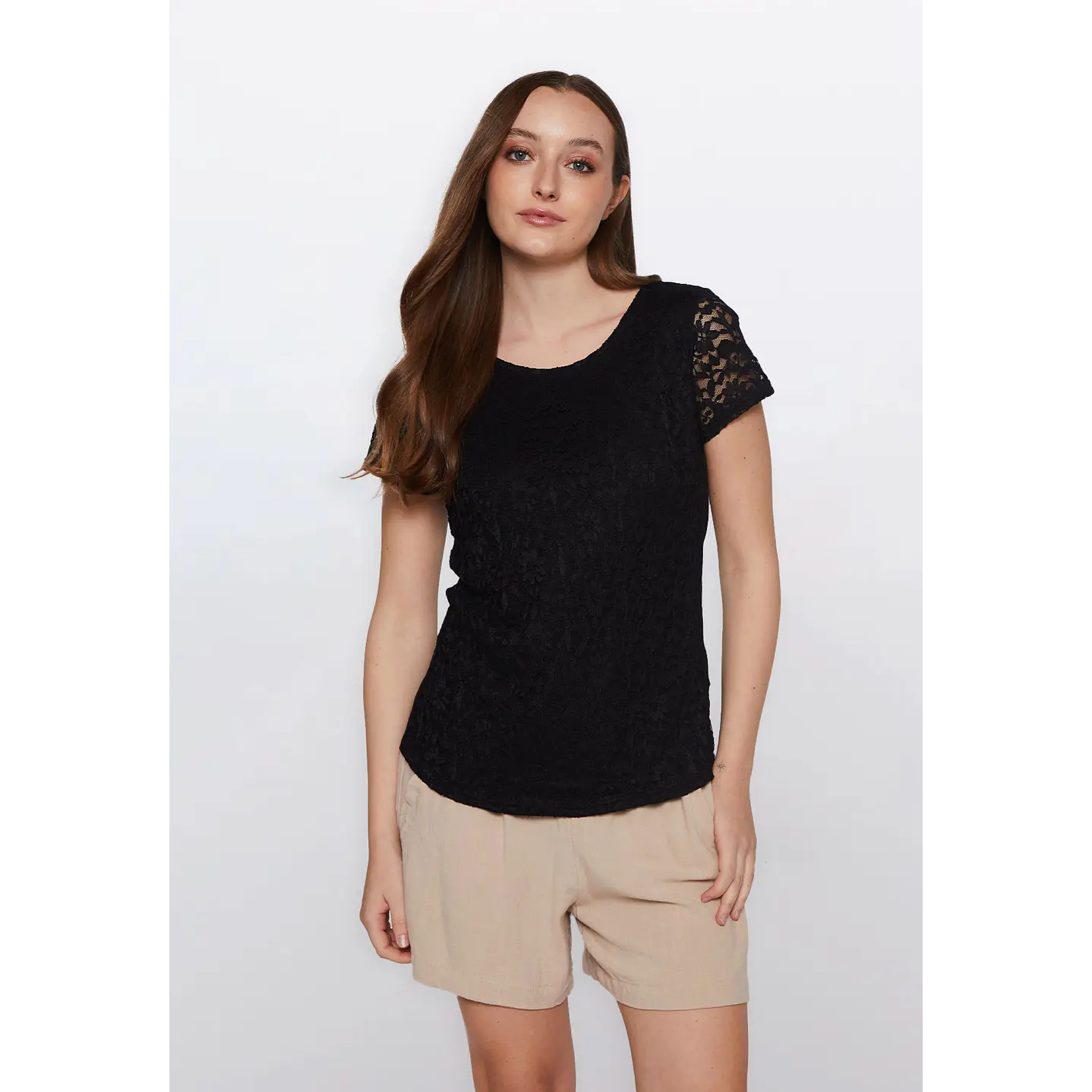 Polera Mujer Encaje Negro Familyshop 1