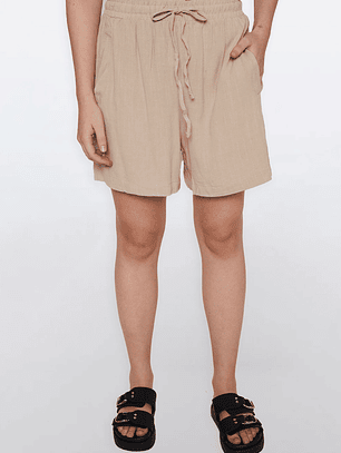 Short Mujer Chic Lino Beige Familyshop