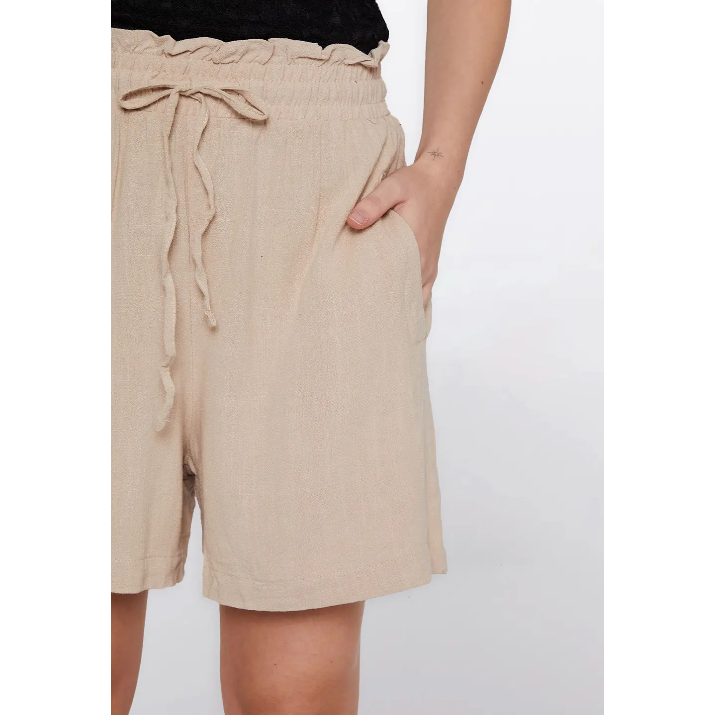 Short Mujer Chic Lino Beige Familyshop 3