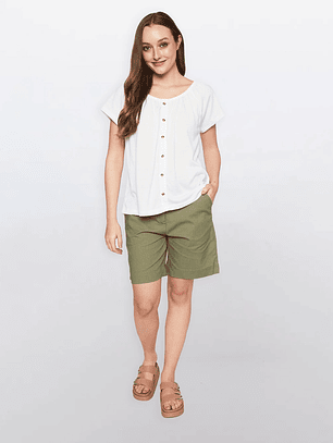 Short Mujer Lino Hebilla Verde Familyshop