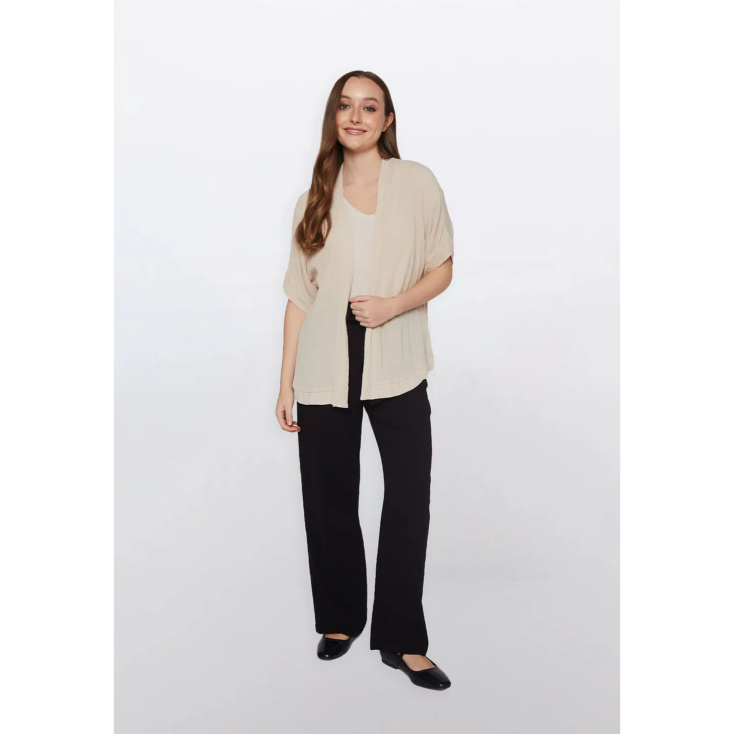 Tapado Mujer Manga Corta Beige Familyshop 2