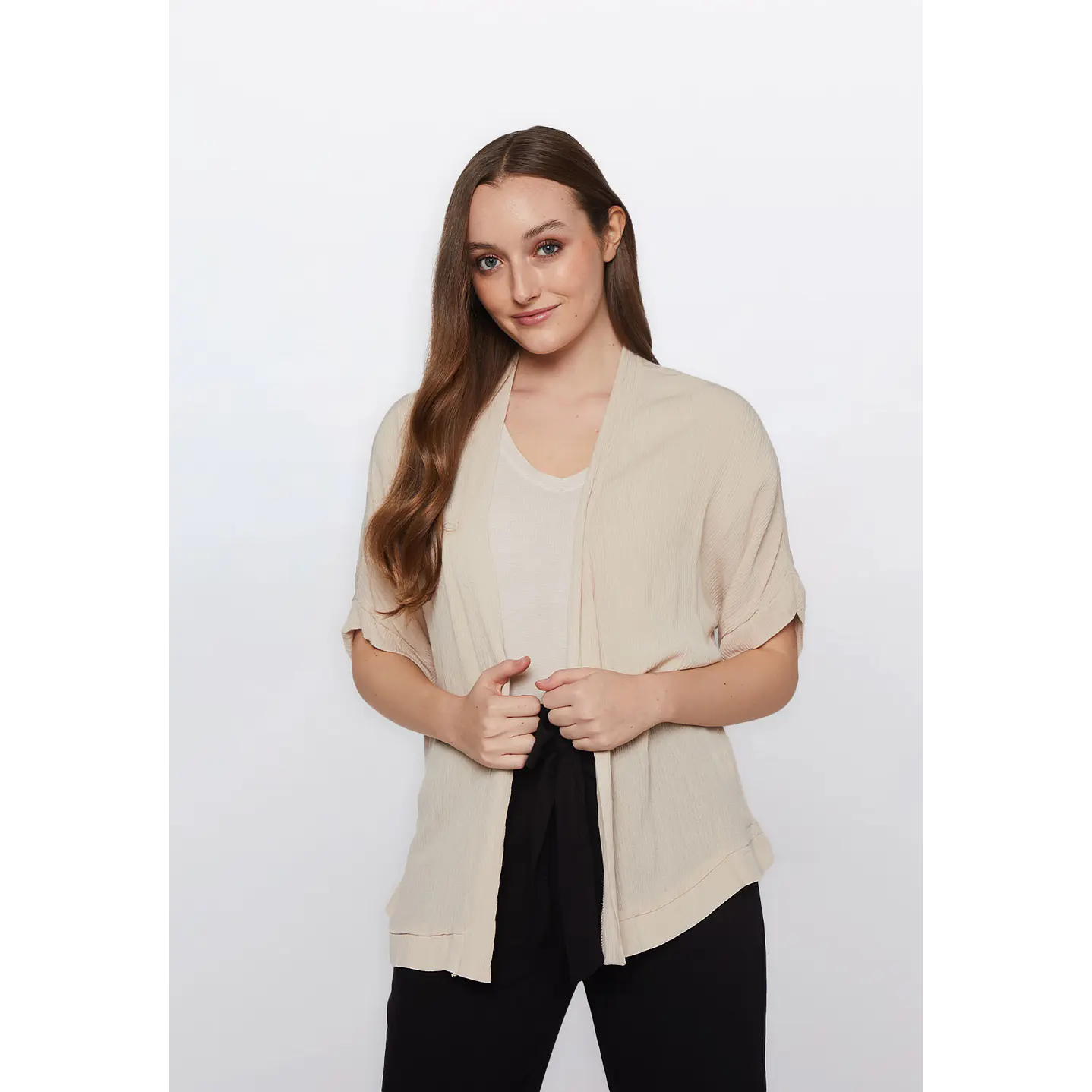 Tapado Mujer Manga Corta Beige Familyshop 1