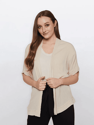 Tapado Mujer Manga Corta Beige Familyshop