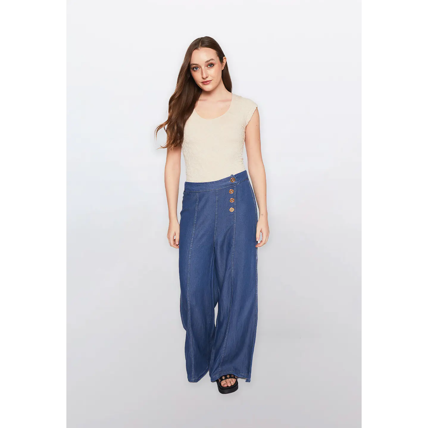 Jeans Mujer Tencel Palazzo Azul Familyshop 2