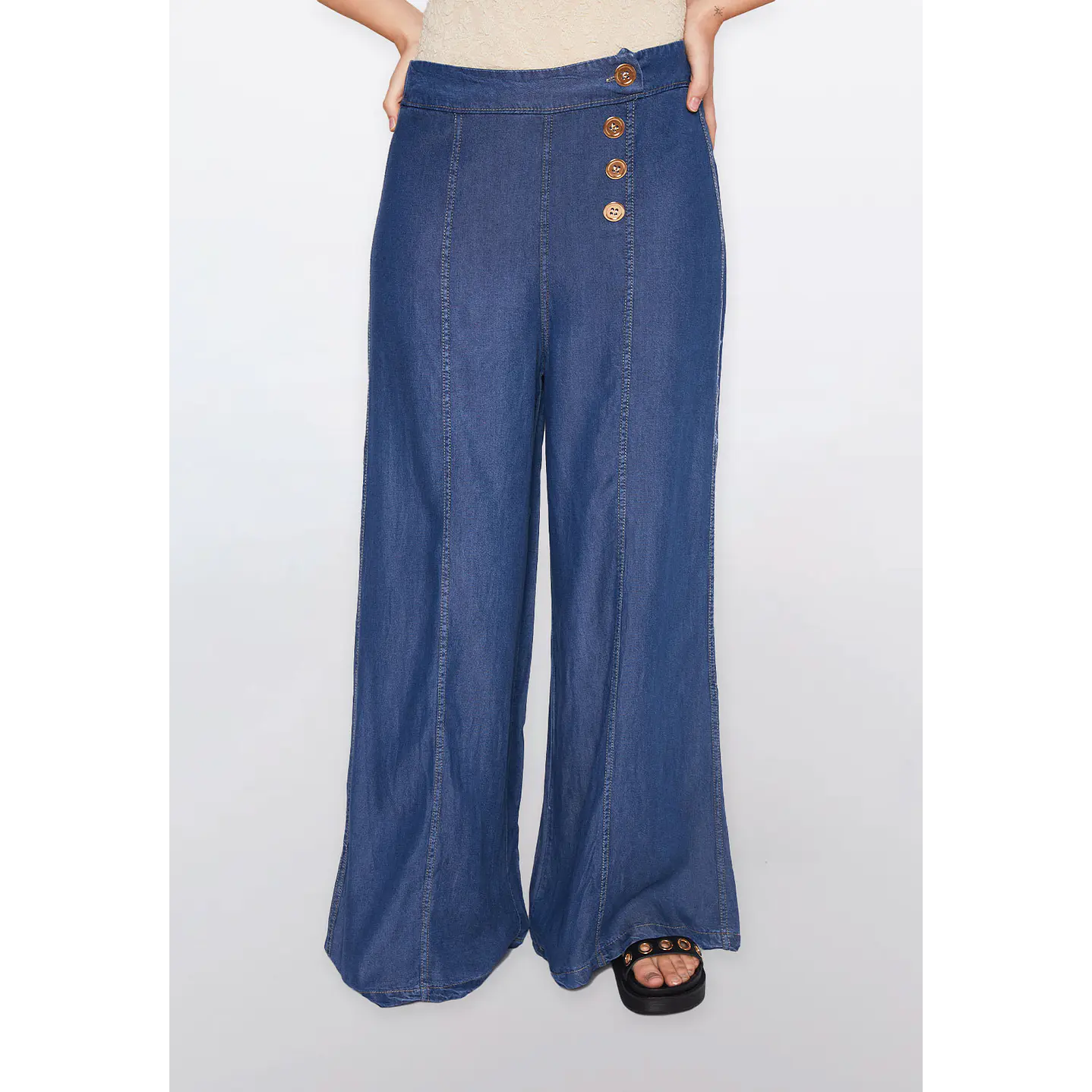 Jeans Mujer Tencel Palazzo Azul Familyshop 1