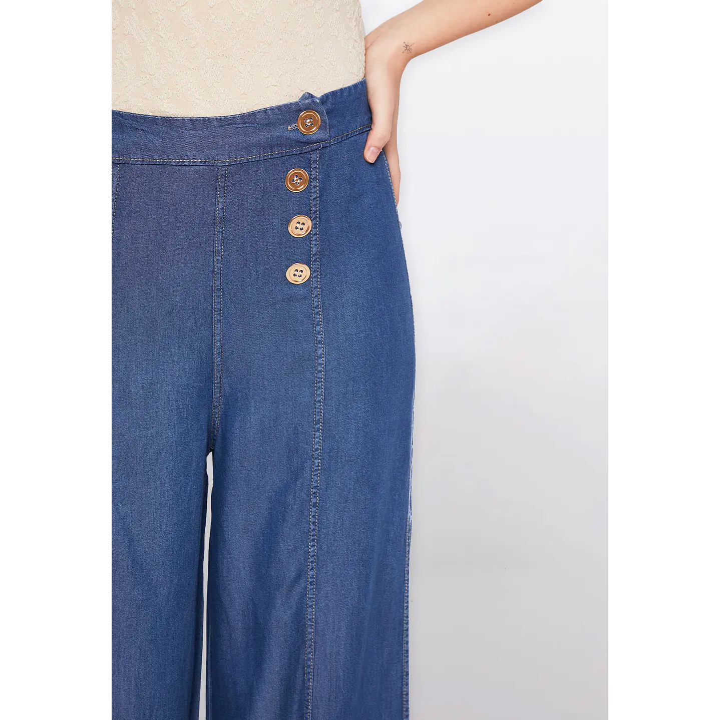 Jeans Mujer Tencel Palazzo Azul Familyshop 3