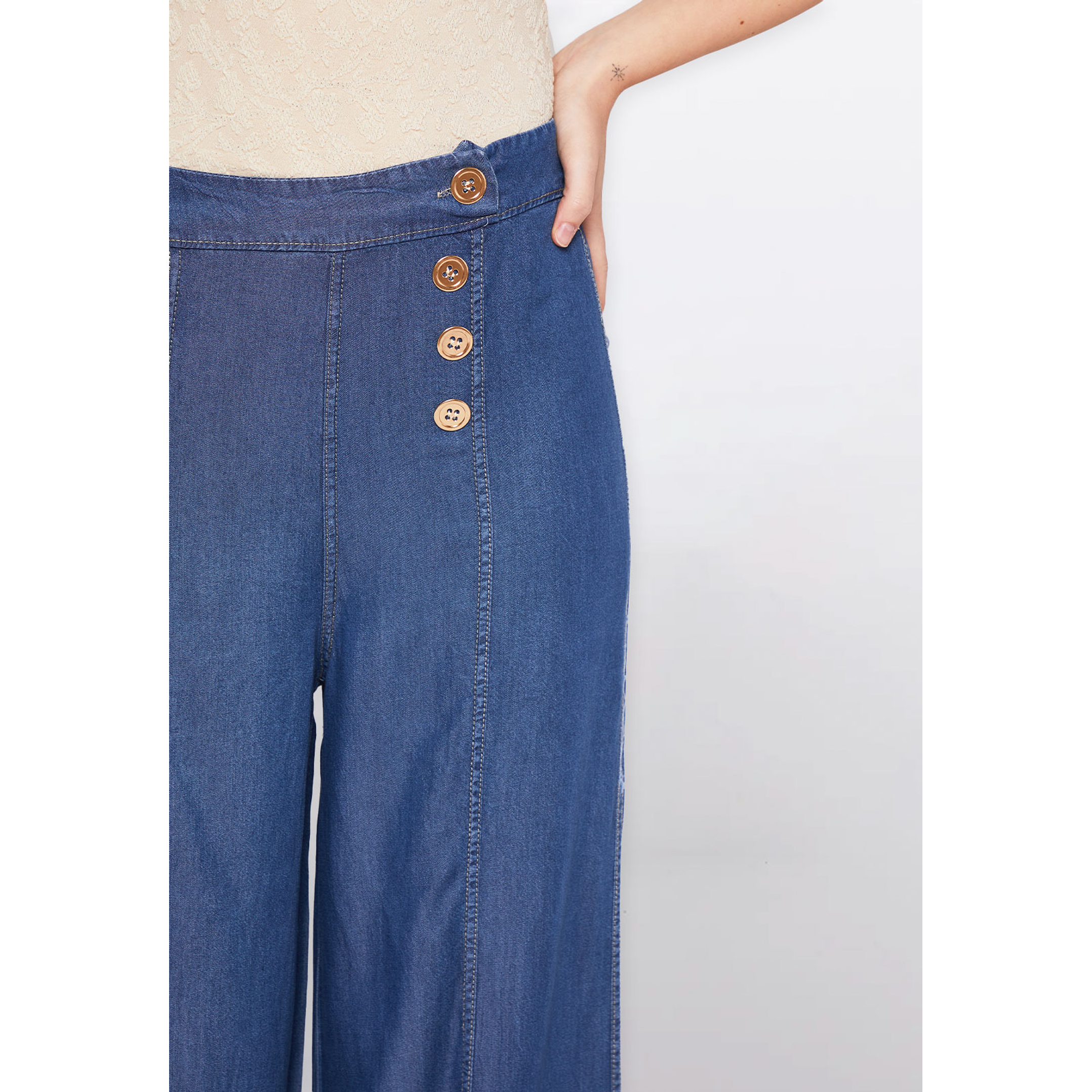 Jeans Mujer Tencel Palazzo Azul Familyshop 3