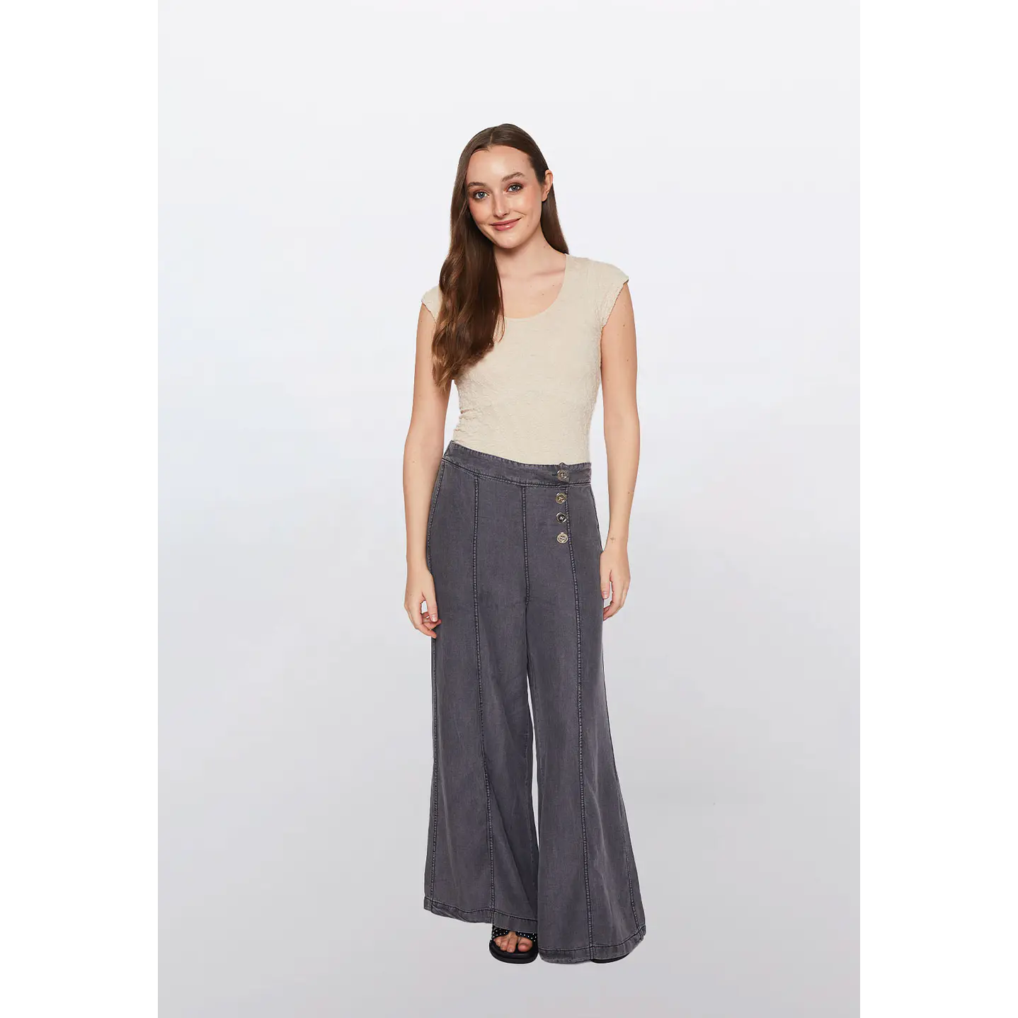 Jeans Mujer Palazzo Gris Familyshop 2