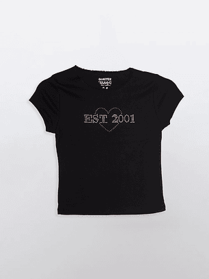 Polera Lola Strass Moda Negro Familyshop