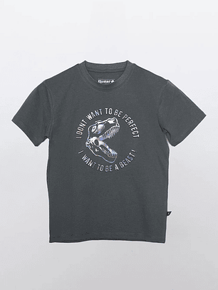 Polera Skate 3D Manga Corta Gris Familyshop