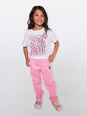 Pantalón Buzo Jogger College Niña Palo Rosa Familyshop