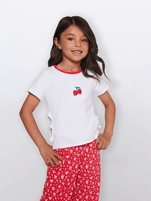 Polera Niña Cherry Blanco Familyshop