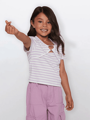 Polera Corazón Niña Lila Familyshop