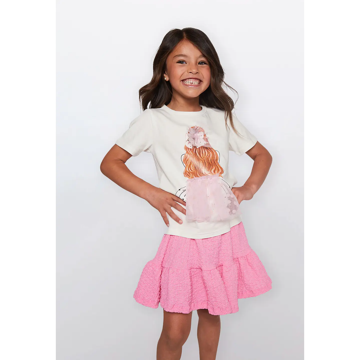 Conjunto Niña Manga Corta Crudo Familyshop 1