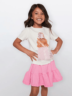 Conjunto Niña Manga Corta Crudo Familyshop