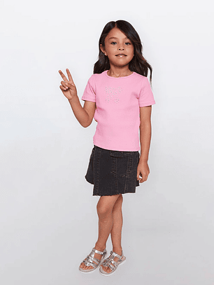 Polera Niña Perlas Rosado Familyshop