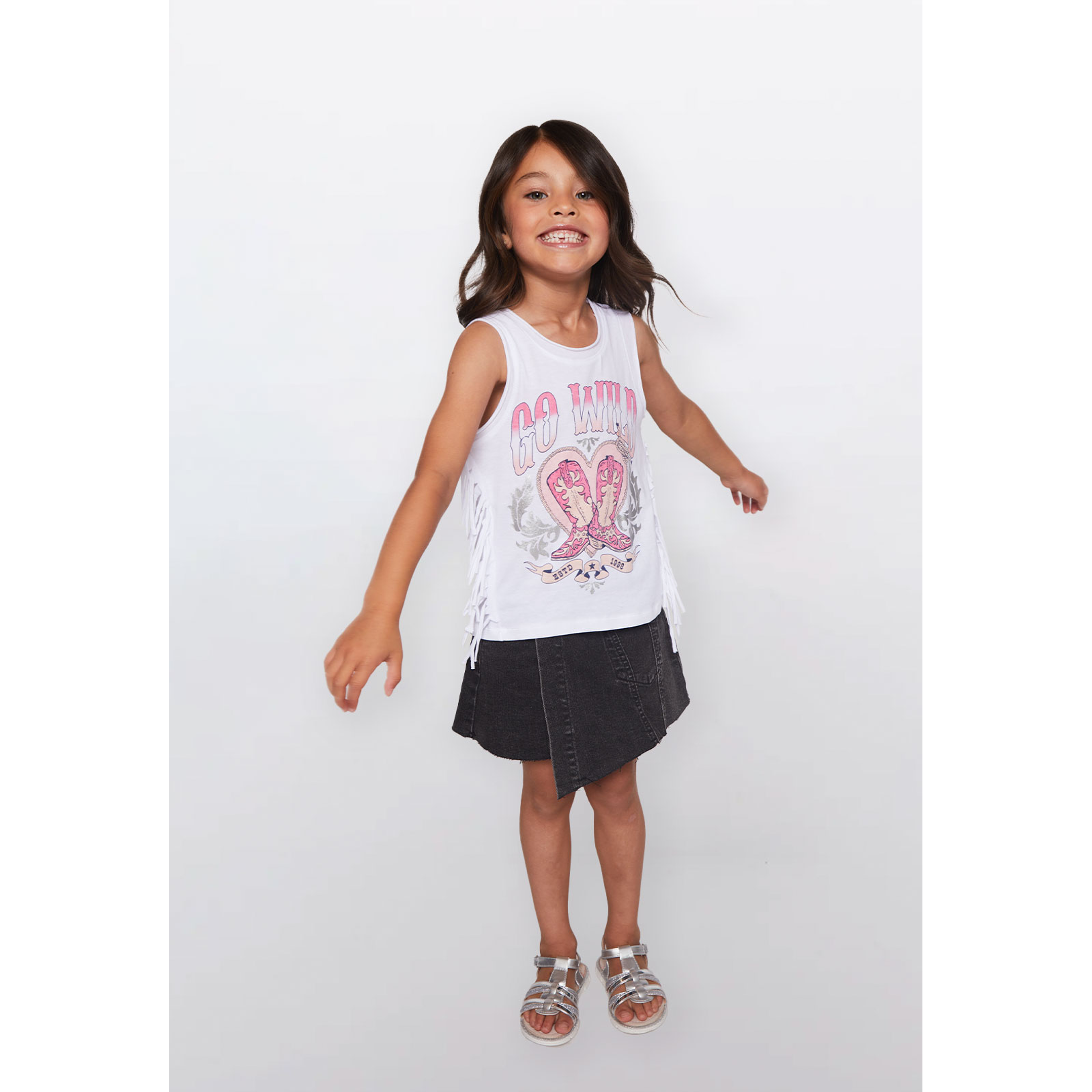 Polera Niña Sin Mangas Blanco Familyshop 3