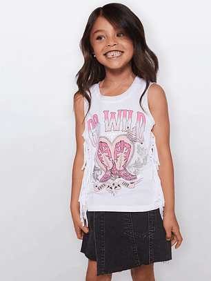 Polera Niña Sin Mangas Blanco Familyshop