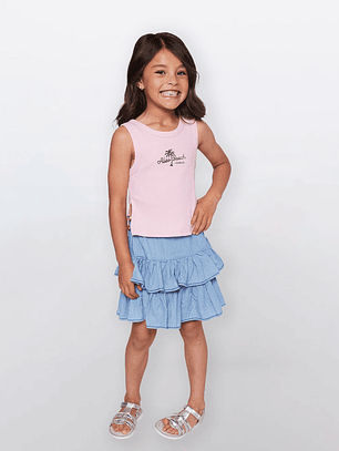 Polera Niña Tachas Costado Rosado Familyshop