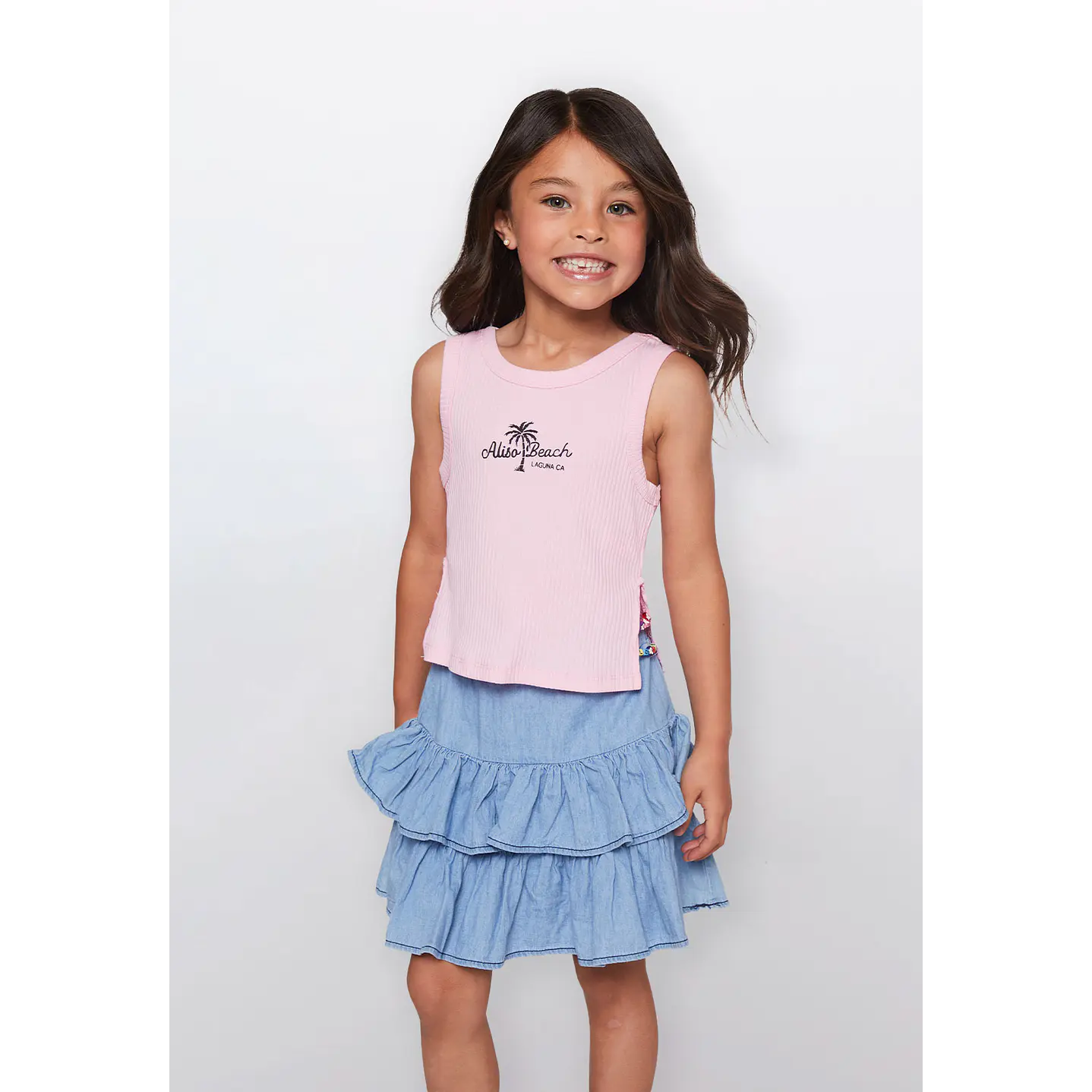 Polera Niña Tachas Costado Rosado Familyshop 1