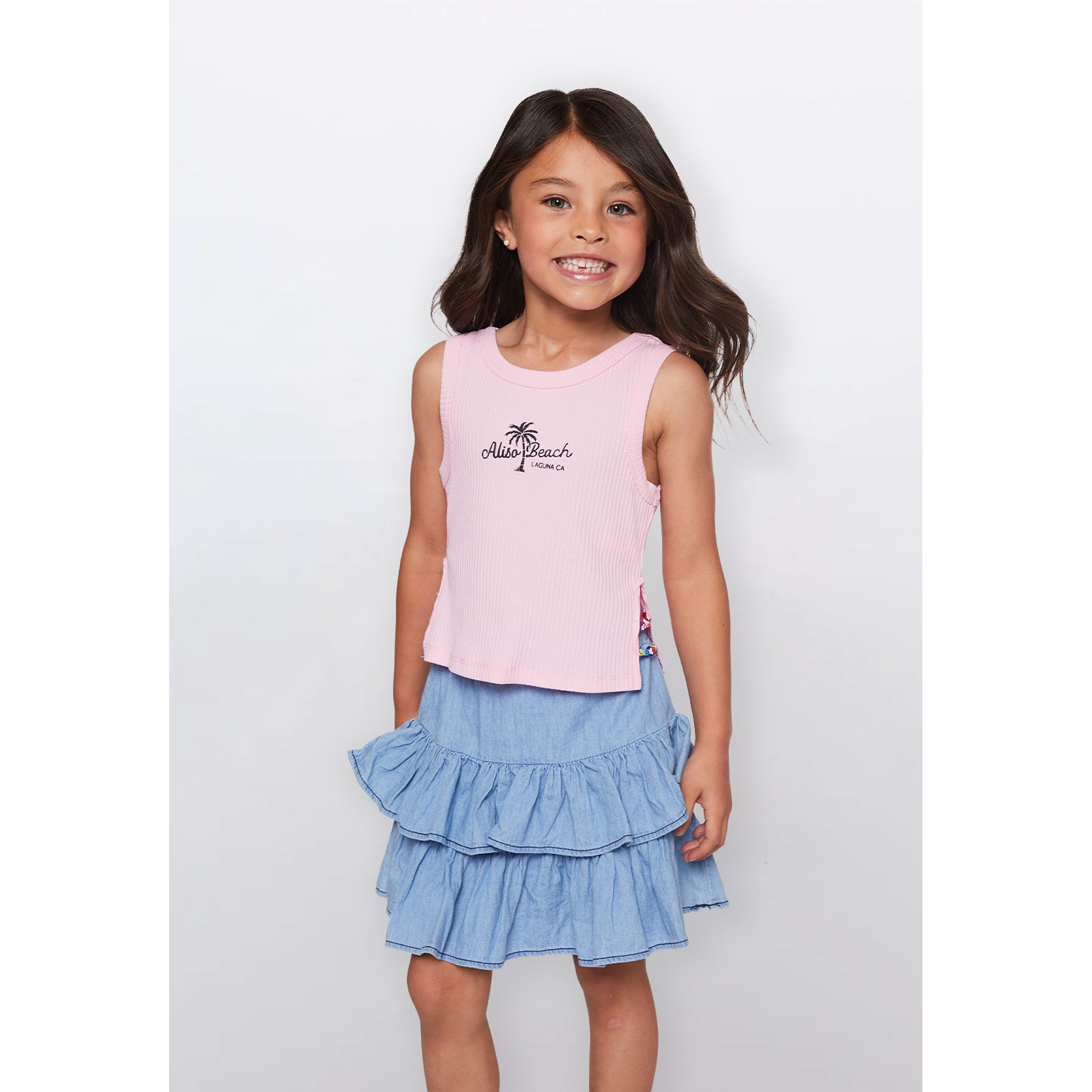 Polera Niña Tachas Costado Rosado Familyshop 1