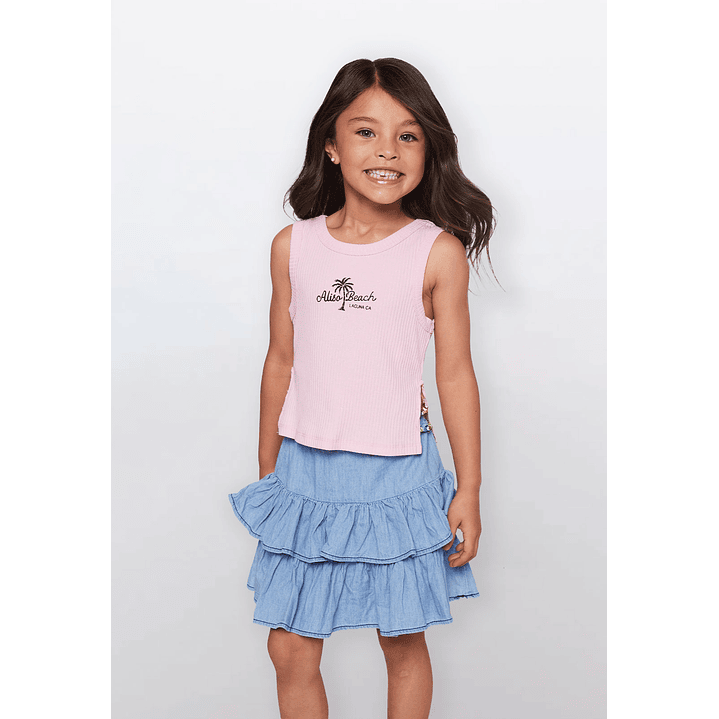 Polera Niña Tachas Costado Rosado Familyshop 1