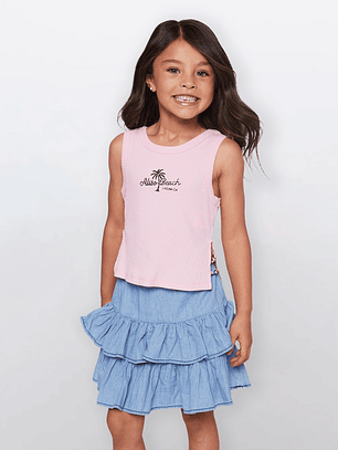 Polera Niña Tachas Costado Rosado Familyshop