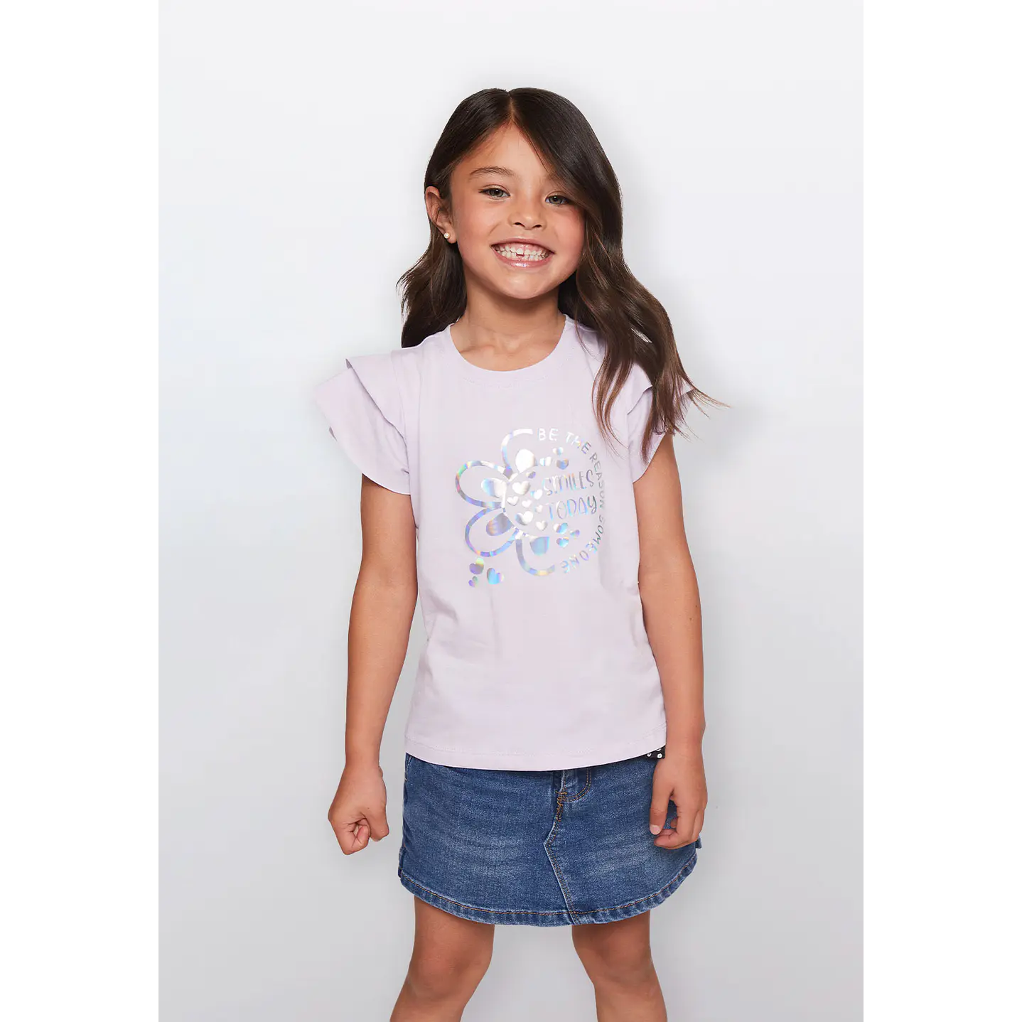 Polera Niña Vuelos Metalizado Lila Familyshop 1