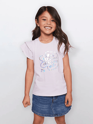 Polera Niña Vuelos Metalizado Lila Familyshop