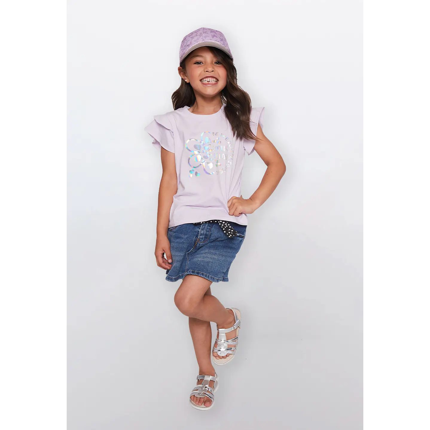 Polera Niña Vuelos Metalizado Lila Familyshop 2