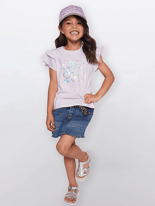 Polera Niña Vuelos Metalizado Lila Familyshop
